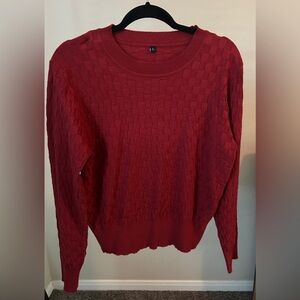 Amazon Women's Red Textured Crewneck Sweater